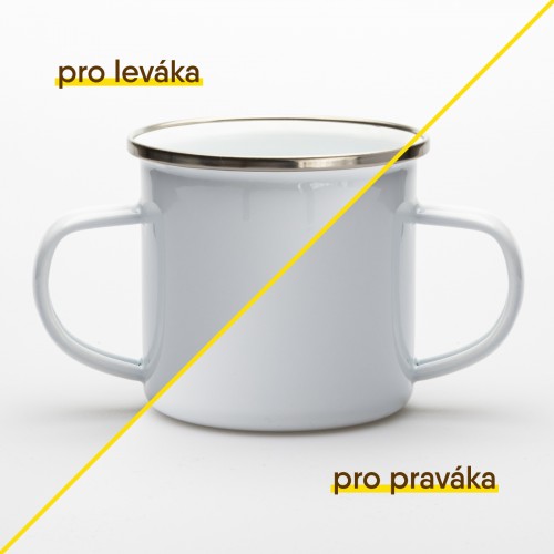 Smaltovaný plecháček se stříbrným lemem a hnědou ilustrací beskydské krajiny s textem „Mapu nepotřebuješ, Beskydy tě navedou srd