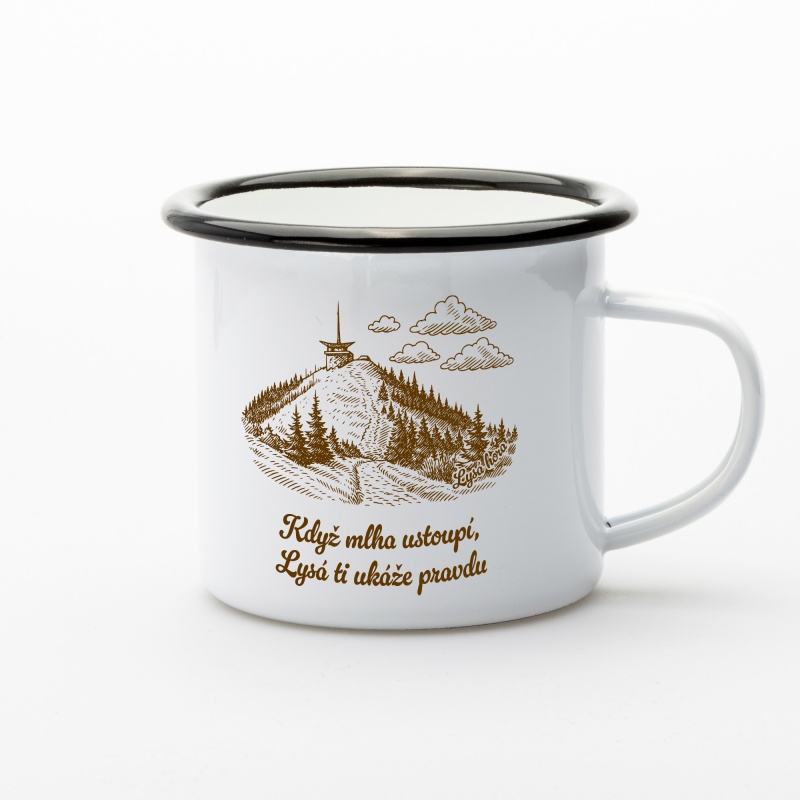 Plecháček Lysá hora – smaltovaný hrnek s motivem Beskyd | Beeskyd