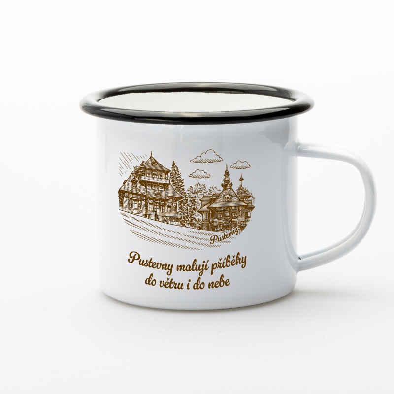 Plecháček Pustevny – smaltovaný hrnek s motivem Beskyd | Beeskyd