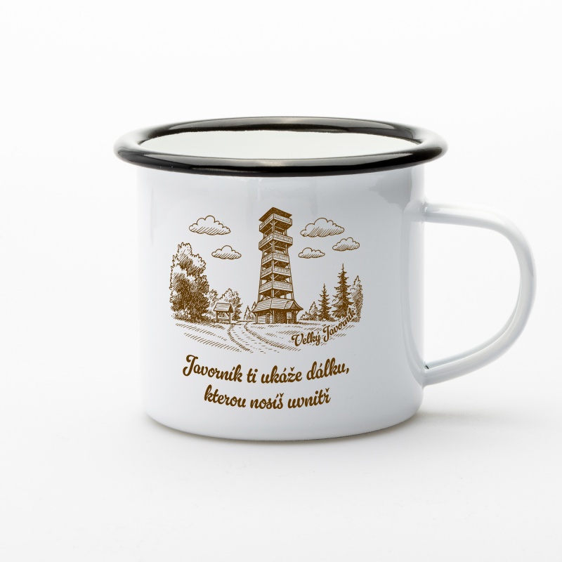 Plecháček Velký Javorník – smaltovaný hrnek s motivem Beskyd | Beeskyd