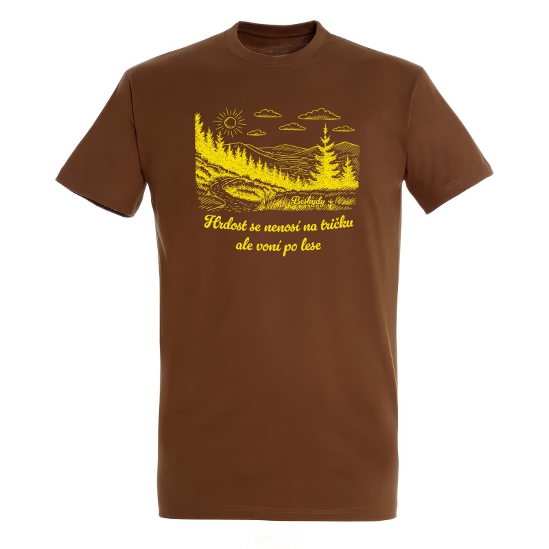 Hnědé tričko Beskydy – Horská hrdost s ilustrací | Beeskyd